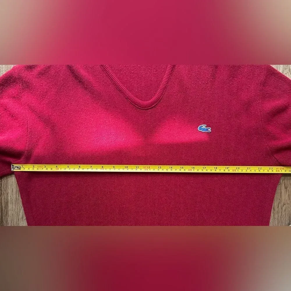 Izod Sweater Men's Red XLarge‎ Pullover V Neck Grandpa Logo Vintage 1970s USA